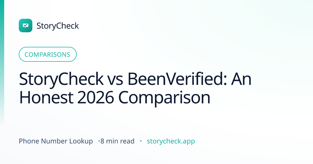 Title card: StoryCheck vs BeenVerified: An Honest 2026 Comparison