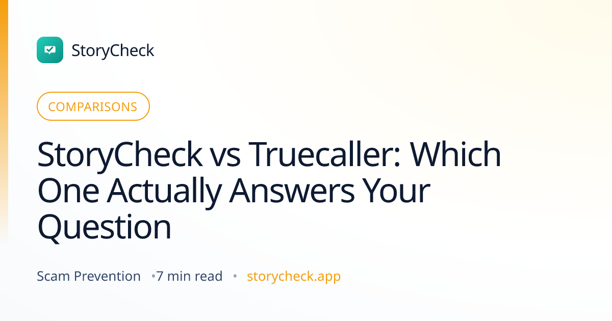 Title card: StoryCheck vs Truecaller: Which One Actually Answers Your Question